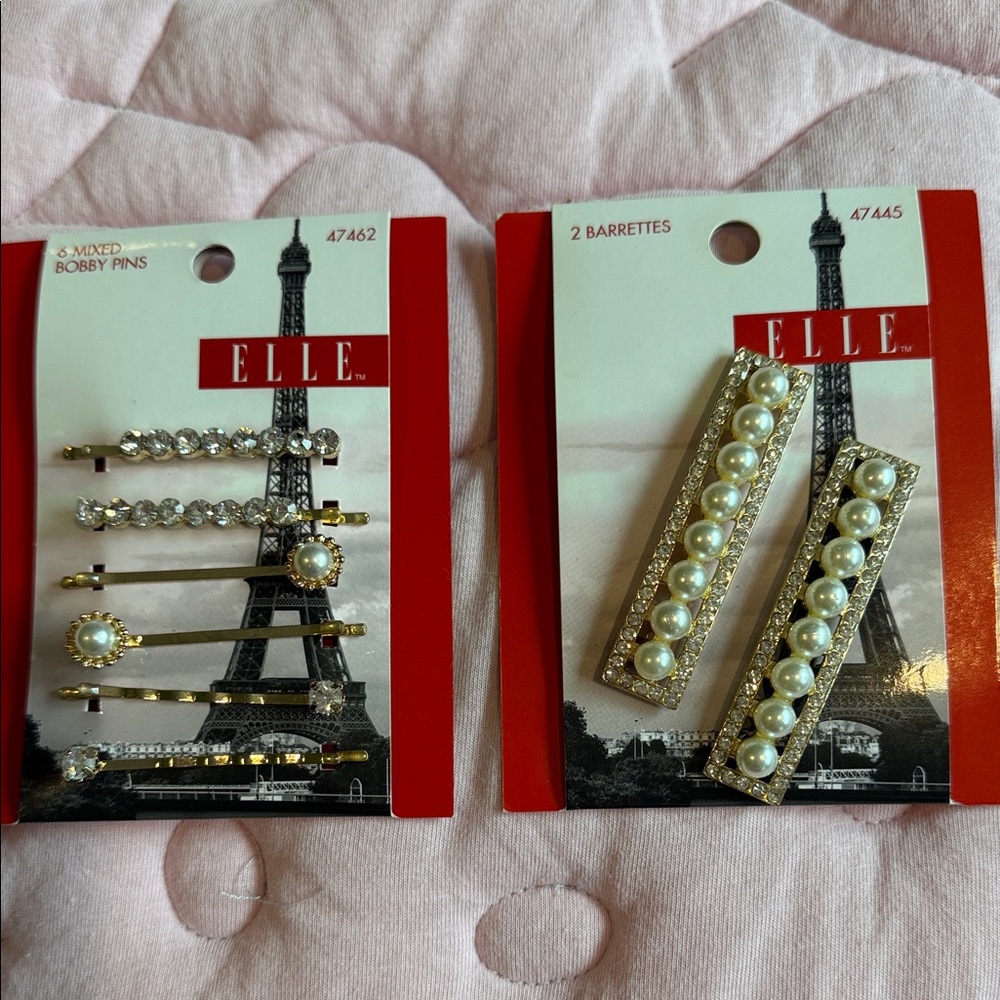 Elle Gold-Tone Pearl & Rhinestone Hair Clip Duo